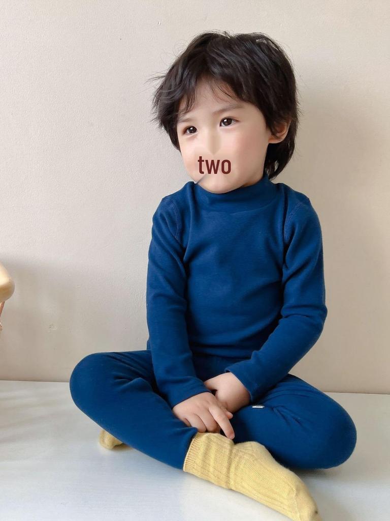 Детский термокомплект с высоким воротом - Чесаный хлопок, Утепленный, для мальчиков и девочек