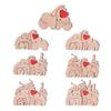 Wooden Elephant Family Puzzle Ornament Love Heart Mother Father Baby Elephant Jigsaw Table Sign Home Office Desktop Decoration