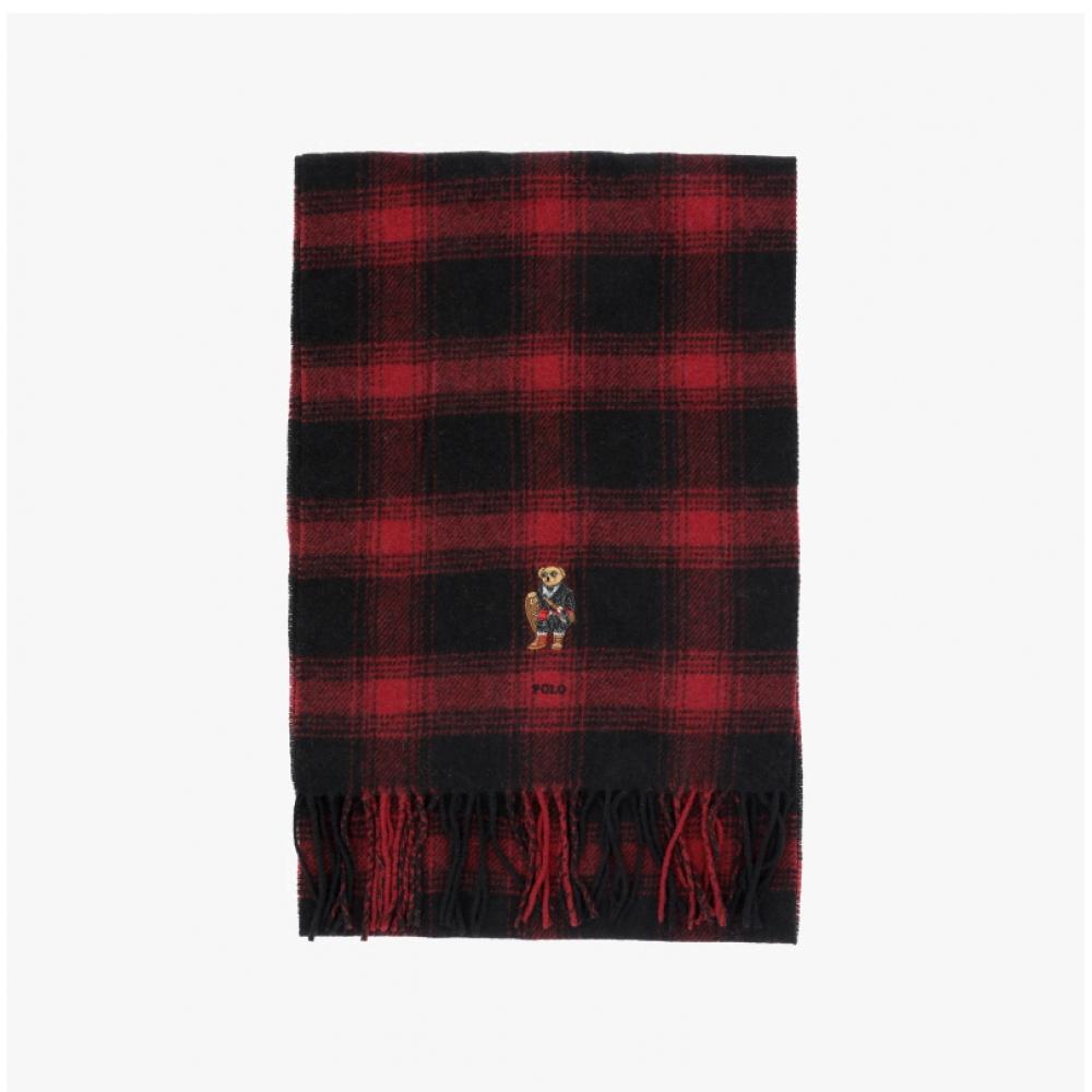 Polo Ralph Lauren Праздничный медведь клетчатый шарф с бахромой Pc1456 001