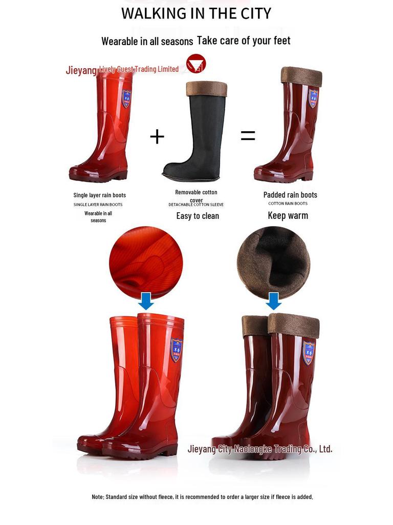 Мужские высокие резиновые дождевые ботинки песочного цвета, быстросохнущие - Водонепроницаемые, Нескользящие, Без сетки