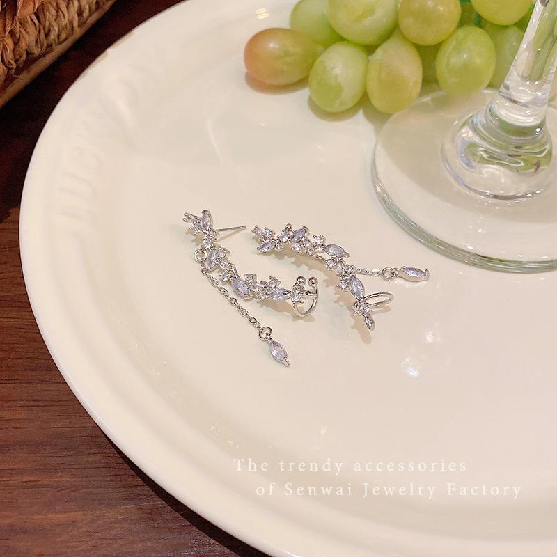 Premium zircon water drop fringed earrings women's retro temperament super fairy long earrings Korean popular personalized earrings