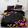Red Glowing Polygonal Grid Pattern Bedding Set 135×200 Duvet Cover Set with Pillowcase 260×220 Quilt Cover Black Blanket Cover