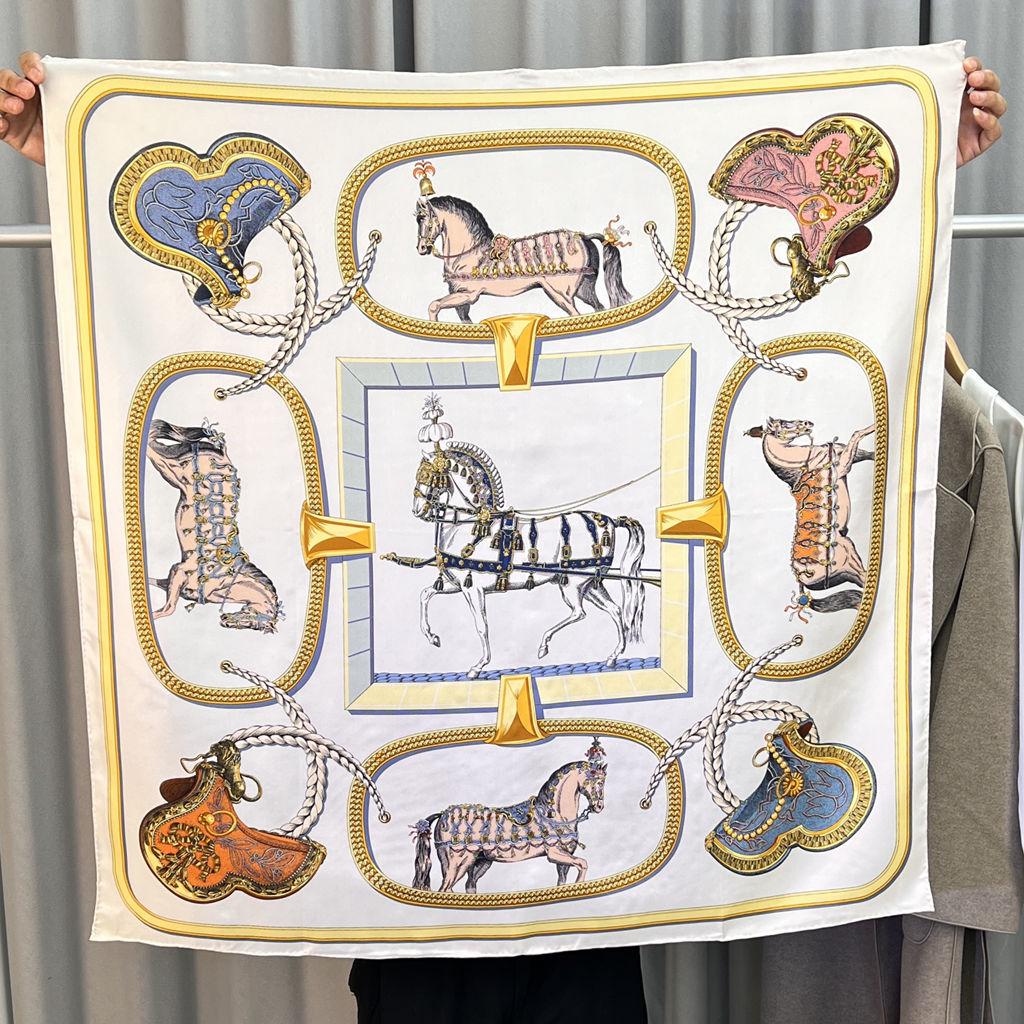 Шелковый твиловый шарф Silk Road в черно-белом французском стиле для весны/лета