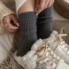 1 Pair Unisex Winter Socks Solid Color Mid-tube Anti-slip Thick Keep Warm Twisted Texture Sweat Absorption Floor Socks Daily Wear Various Occasions