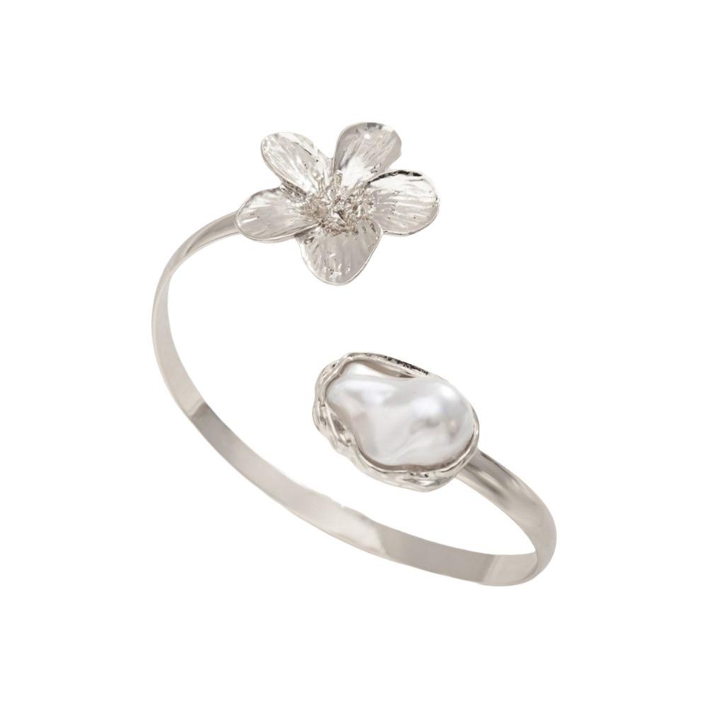 Metal Women Bracelet Imitation Pearl Armlet Jewelry Simple Starfish Open Cuff Bangles Gift