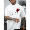 Rose Men Cotton T-shirt Luxury Brand Fashion Big Size Top Casual Short Sleeve Streetwear Classic Print New Arrival Tee S-4XL