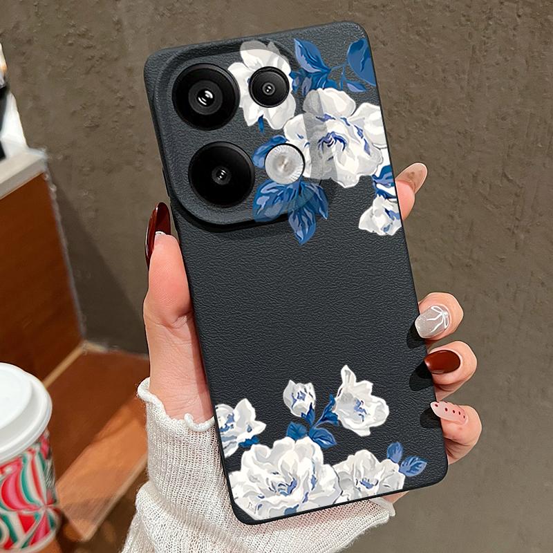 Чехол с цветочным узором белой гардении для Xiaomi 14T 13T 11T Pro Funda Redmi Note 14 13 12 11 Pro 5G 4G Силиконовая накладка с текстурой кожи