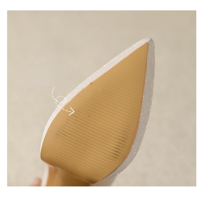 Летние туфли на высоком каблуке с золотыми блестками, узкие каблуки, водонепроницаемая платформа, туфли с острым носком для женщин весной