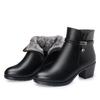 Comemore 2025 New Soft Leather Ankle Boot High Heels Zipper Shoe Warm Fur Winter Boots Female Women Shoes Plus Size 43