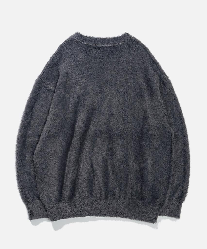 VASTIC Hairy Reverse V-Neck Knit_Charcoal
