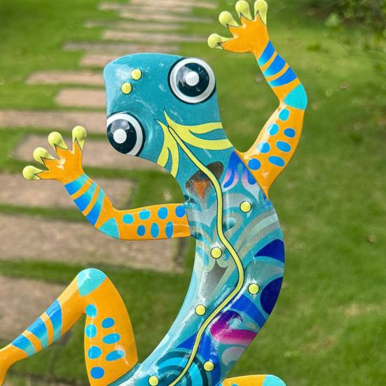 Металлический декор для стен в виде геккона, настенная красочная фигурка геккона, настенное искусство, украшение в виде геккона для сада, внутреннего и наружного декора, подарок на новоселье