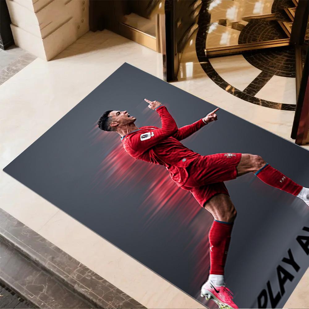 Powerful Football Legend Cr7 Area Rug Perfect for Entryway Kitchen Game Room Balcony Antislip Carpet Anime Office Decor