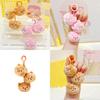Cute Brown And Pink Cream Bear Plush Keychain Charming Bag Accessory For Kids