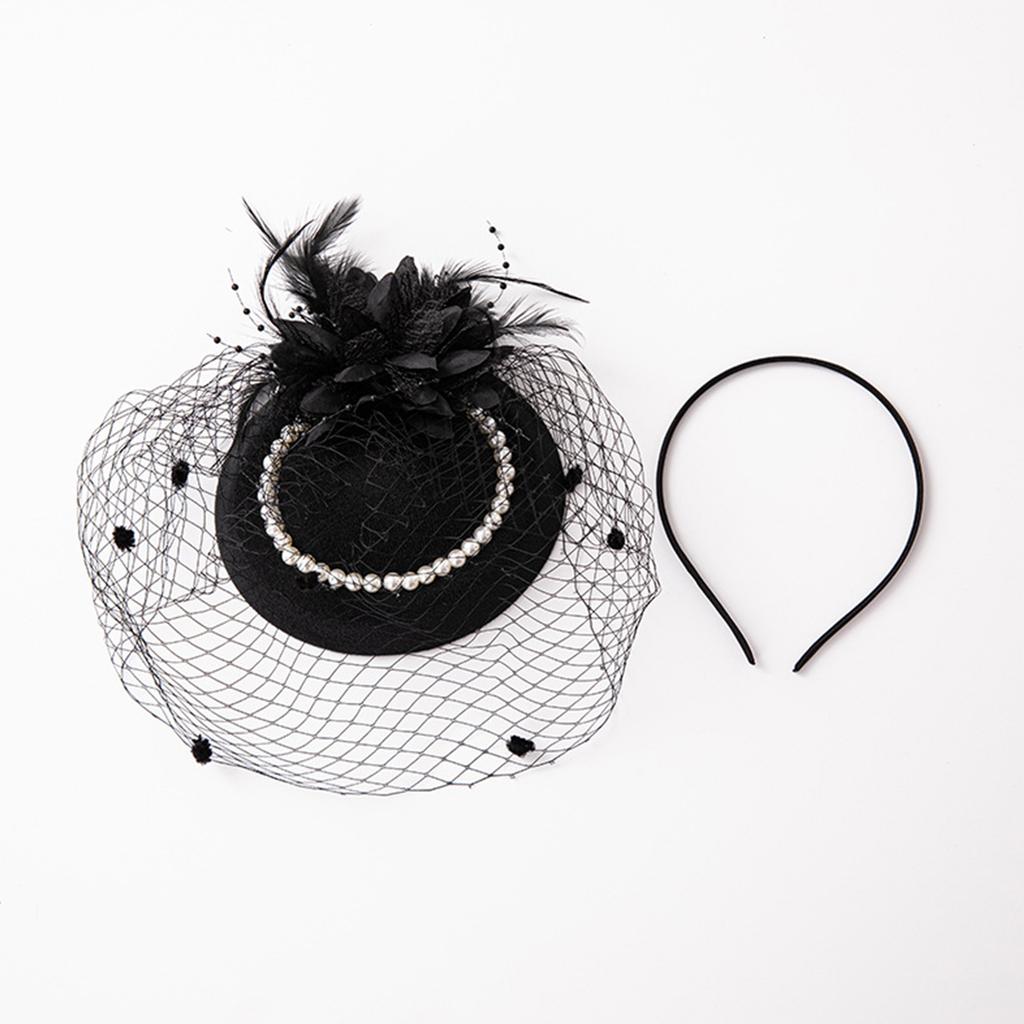 Feather Fascinator Women Fascinator Headband Tea Party Fascinator Derby Hat Cocktail Flower Fascinator Veil Mesh