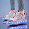 Детская спортивная обувь с подсветкой, перезаряжаемые двухрядные четырехколесные коньки, походная обувь, спортивная обувь для досок