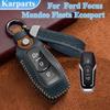 Leather TPU Car Remote Key Full Cover Case Keychain For Ford Focus 3 4 ST Mondeo 5 MK5 Fiesta Ecosport Kuga MK3 MK4 Fusion 2013-2017 Key Shell Holder