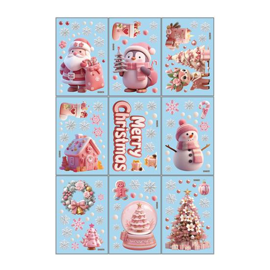 9 Sheets/Set Christmas Window Cling Removable Waterproof PVC Winter Merry Christmas Static Glass Sticker Holiday Party Decoration Decal