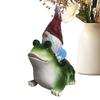 Cartoon Garden Gnomes Figurine Funny Dwarf Sculpture Creative Gnome Riding Frog Statue  Home