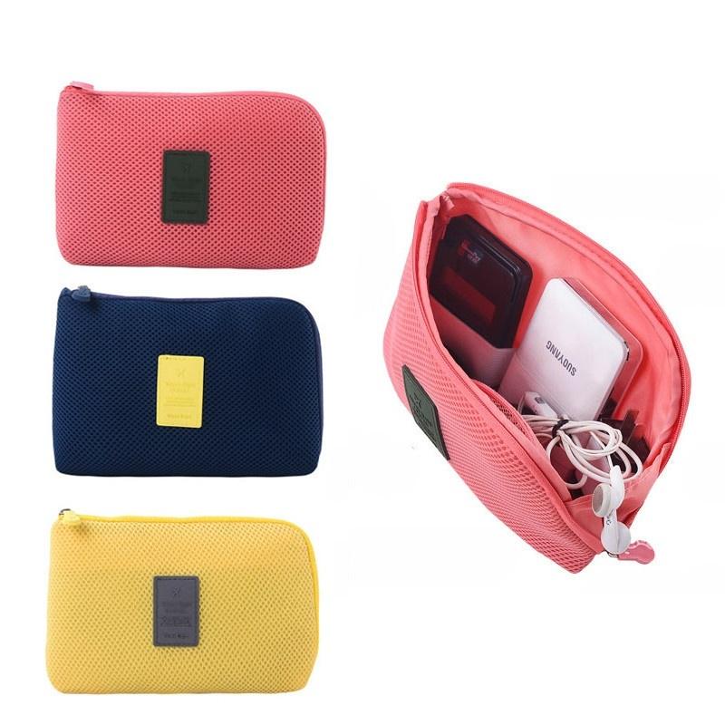 Travel Storage Bag for Digital Data Cable Charger Headphone Portable Mesh Sponge Bag Cosmetic Bag