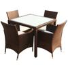 5 Piece Garden Dining Set with Cushions Poly Rattan Brown