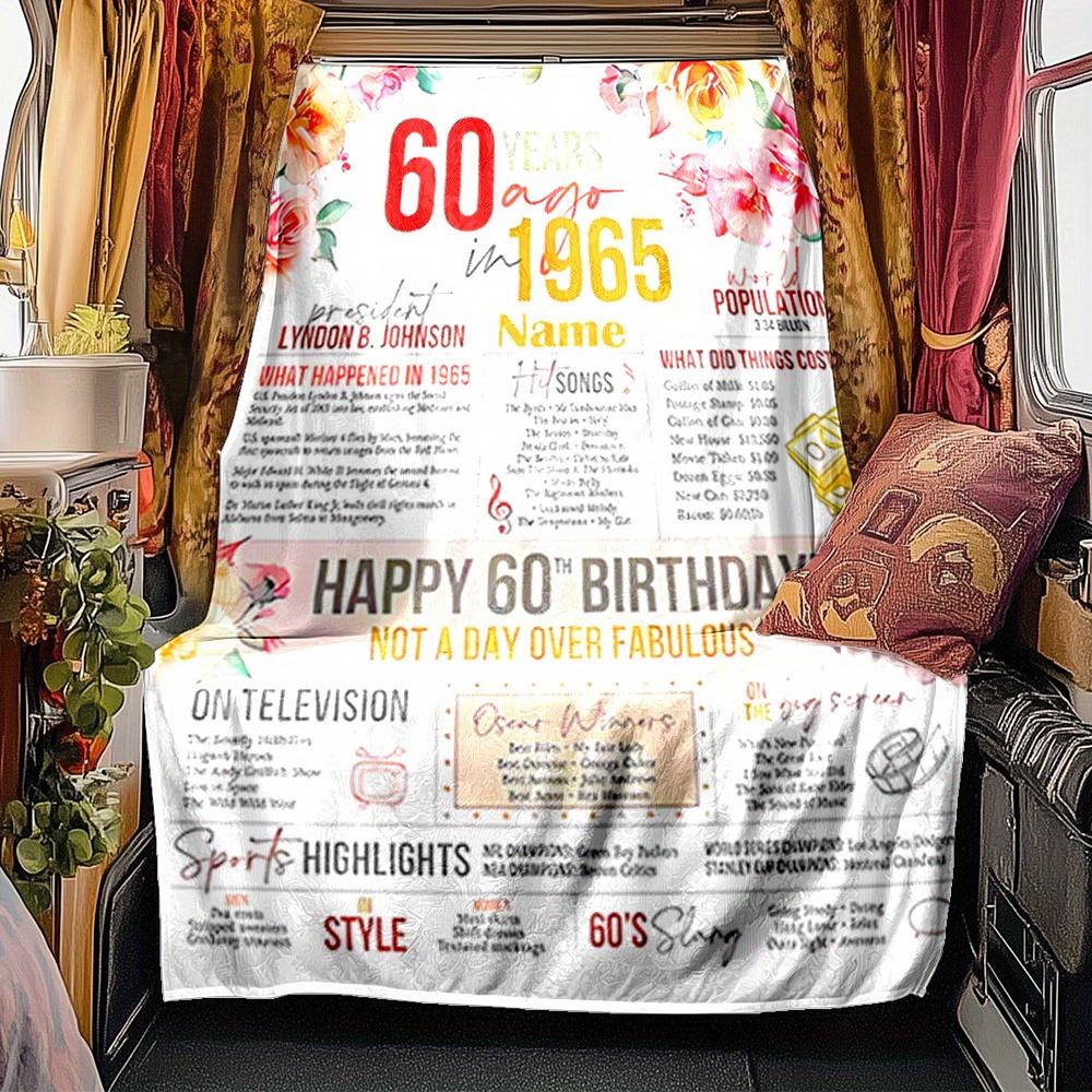 60Th Birthday Celebration Four Seasons Blanket Customized With Your Name Lightweight And Warm Perfect Gift For Home Office Camping Sofa Travel Beach