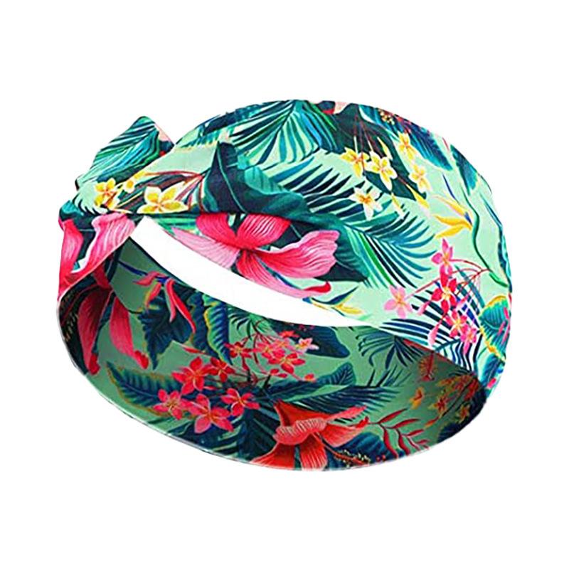 Гавайский пляжный отдых в стиле бохо с принтом в стиле ретро, впитывающая пот повязка на голову для йоги и бега, женская фитнес-повязка на голову с высокой эластичностью