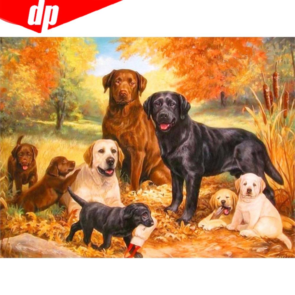 DIY Diamond Painting Full Round Drill Animals Dog Diamond Embroidery Picture Of Rhinestones