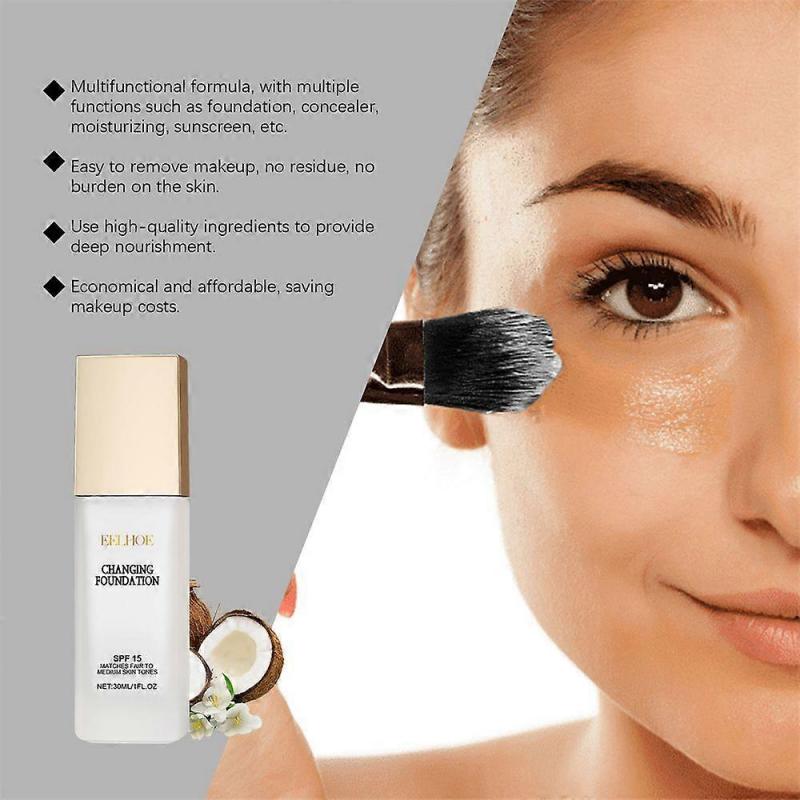 Color-Changing Foundation for Women Hydrating Magic Skin-Changing Foundation Moisturizing Lightweight Non-Greasy