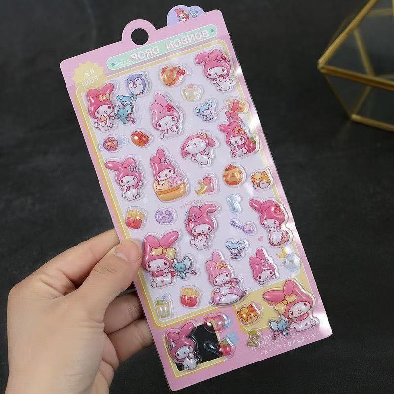 10pcs Kuromi Pochacco Cinnamoroll Cartoon Relief Fun Stickers 3d Stickers Cute Stereo Stickers Children Handmade Diy Accessories