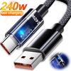 240 Вт Двухпортовый Type-C Super Fast Charging Кабель со светодиодным цифровым дисплеем для Samsung Xiaomi USB на Type-C Зарядное устройство для телефона Кабель для передачи данных 2 м/1,5 м
