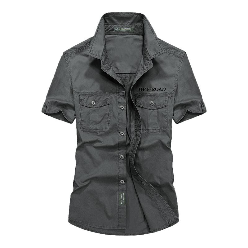 Летняя мужская рубашка с короткими рукавами, свободная, стираная, большие ярды, рубашка для работы на открытом воздухе, удобная и прочная, модная тенденция