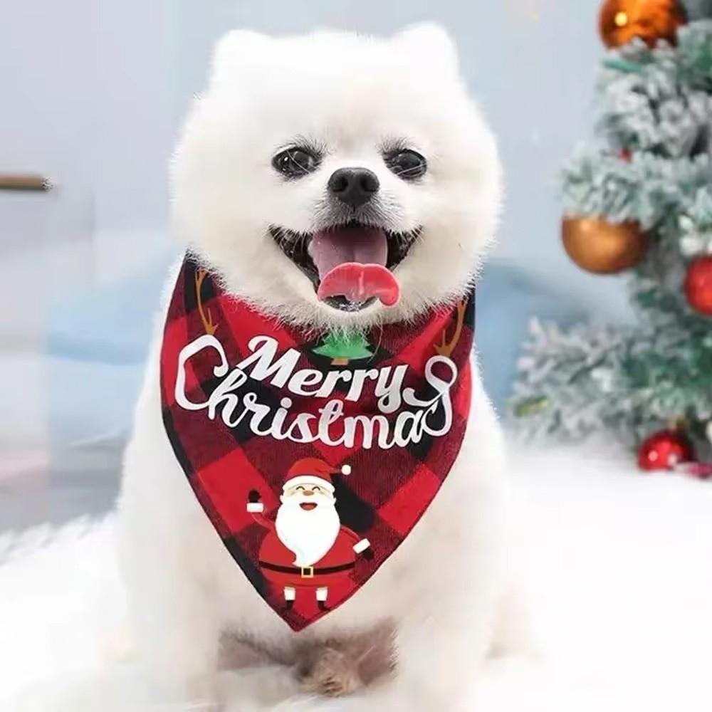 Santa Claus Dog Saliva Towel Adjustable Triangle Bandana Christmas Dog Scarf New Year Costume