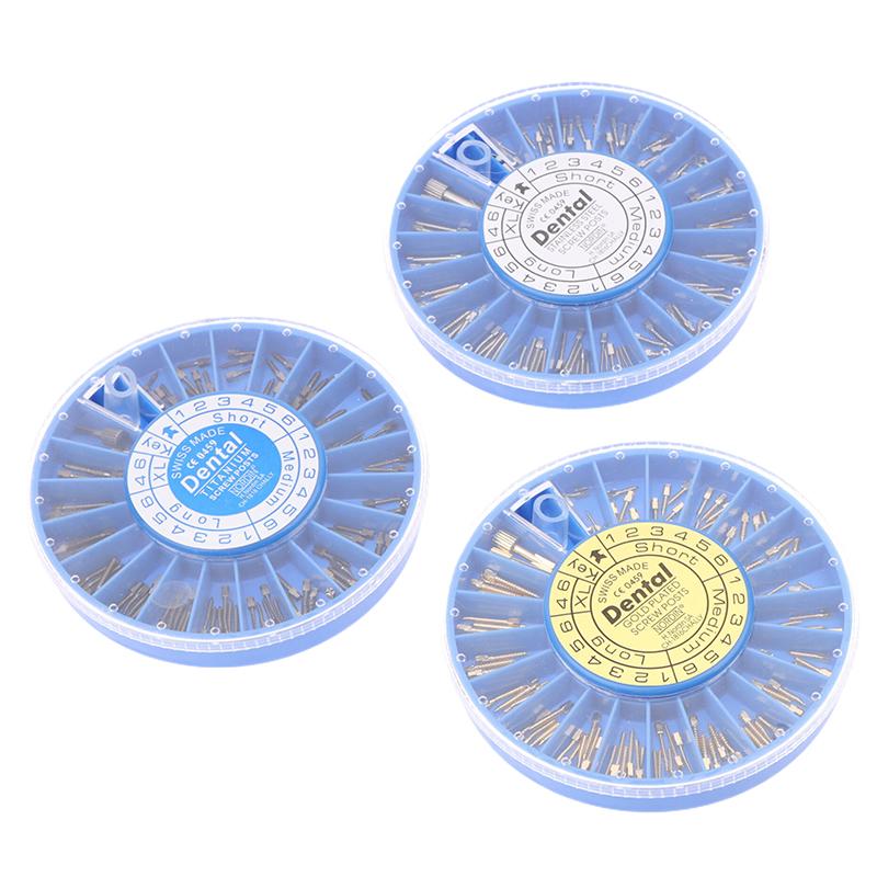 1 коробка стоматологический нержавеющая сталь позолоченный винтовой штифт стоматологический титановый материал лечение корневых каналов для стоматологического инструмента стоматология