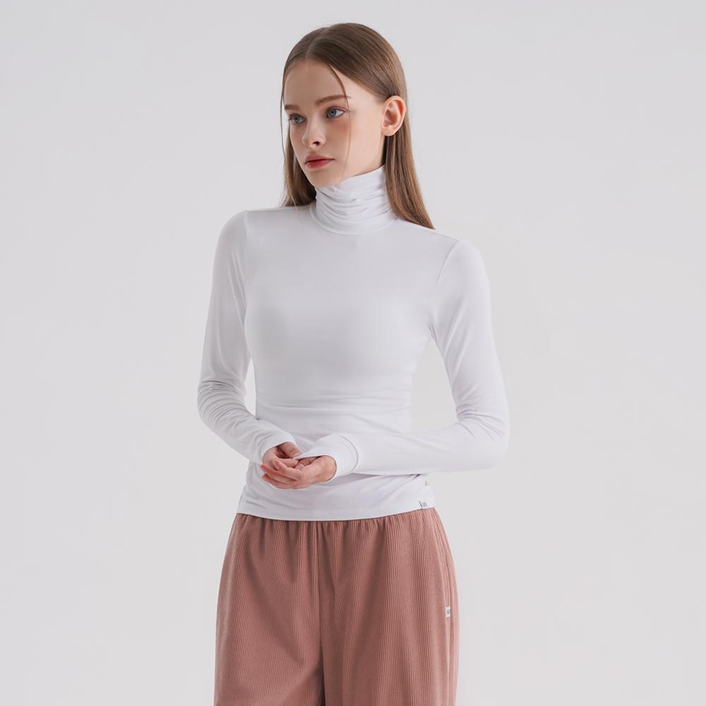SKULLPIG Swt25056-02 Modal High Neck Long Sleeve White