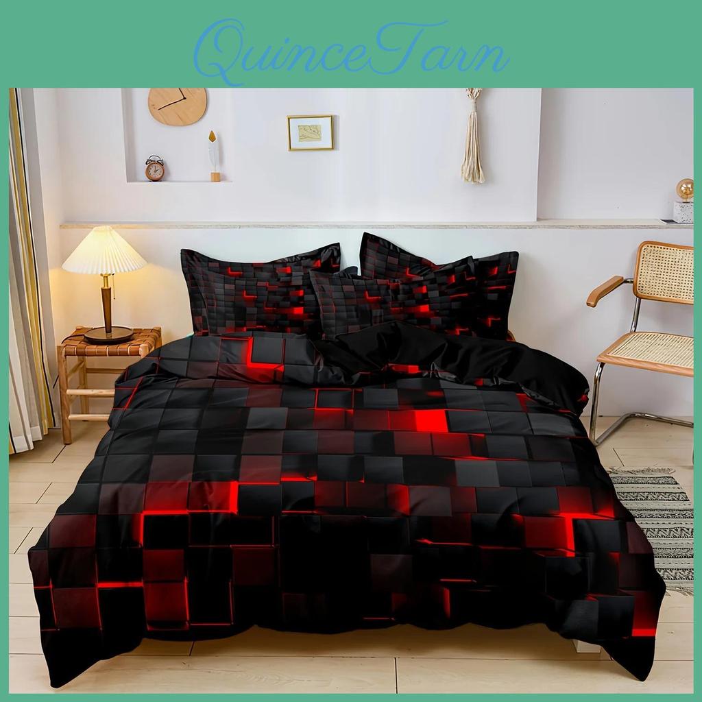 Print Grid Red Fashion 3d Bedding Set Soft Comfortable Duvet Cover Modern Duvet Cover Set 1duvet Cover12pillowcases