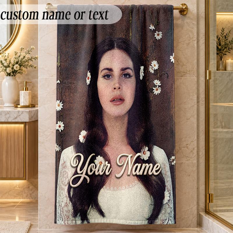 Beach TowelLana Del Rey Custom Name Text Personalized Soft Towel for Beach Pool Indoor Home Decor Gift