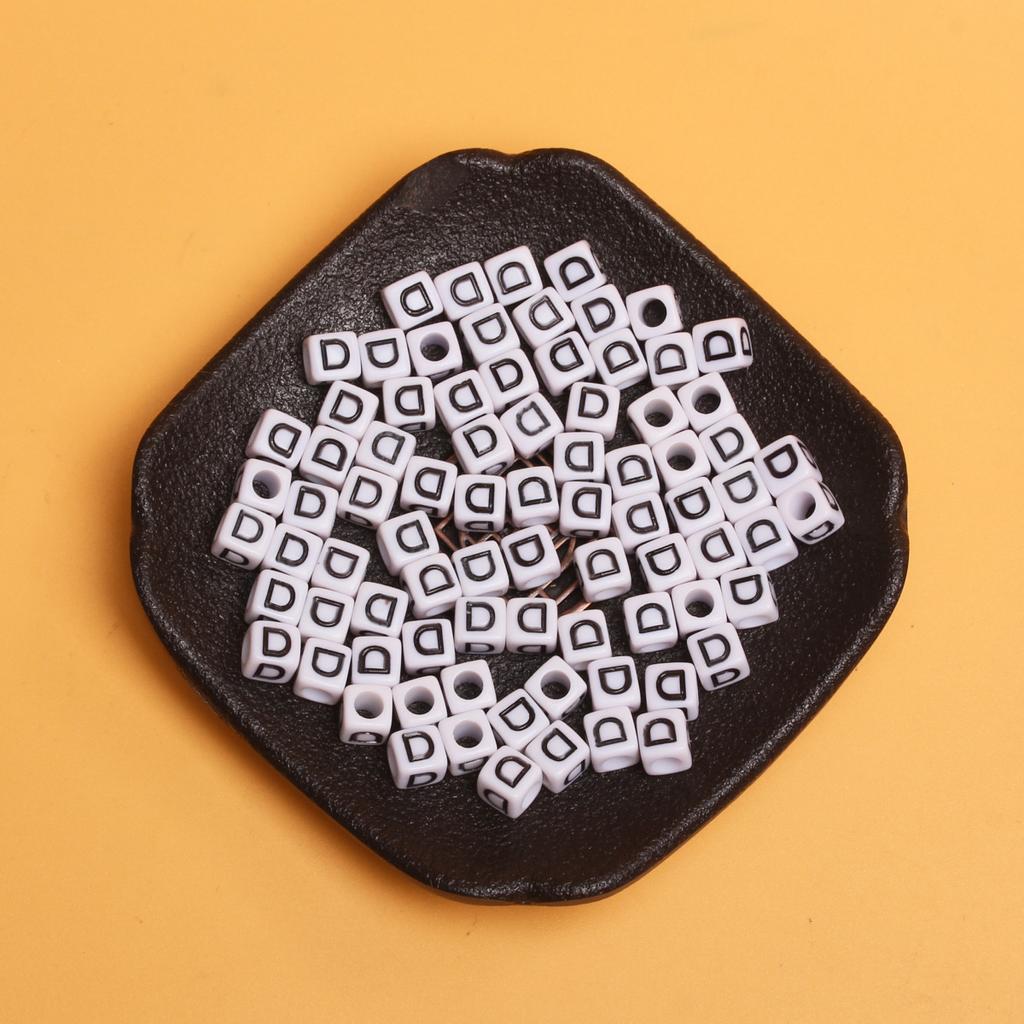 White Black Pendants Handcrafts Beading Material DIY 26 Letters Beads Bracelets Phone Chain 5.5mm Acrylic Big Hole Necklace DIY Jewelry Accessories
