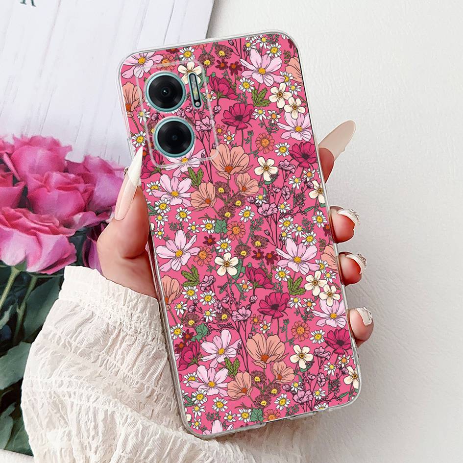 For Xiaomi Redmi Note 11E 5G Case Popular Flower Love Heart Soft Silicone Capa Back Cover For Xiaomi Redmi 10 11 Prime 5G Bumper