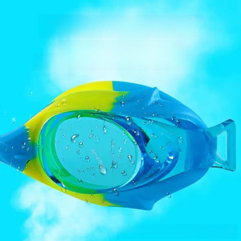 Детские водонепроницаемые очки для плавания с защитой от запотевания и шапочка с рисунком для мальчиков и девочек