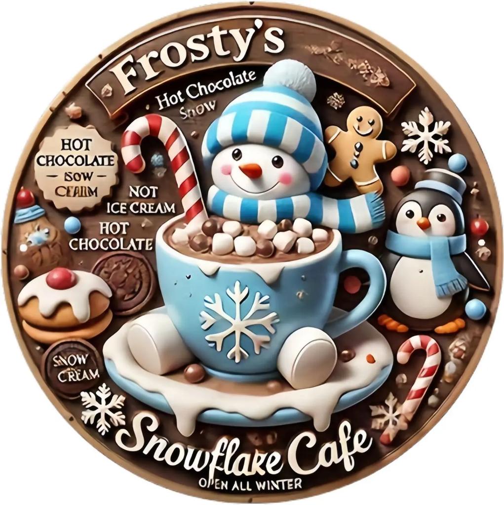 Круглая металлическая жестяная вывеска, художественная роспись, венок, декоративные тарелки, мультяшный снеговик, рождественский постер для декора стен дома, сада, гаража