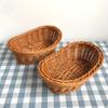 Storage Basket Food Grade Quick Drainage Oval Safe Curved Artificial Rattan Braided Food Basket Household Supplies