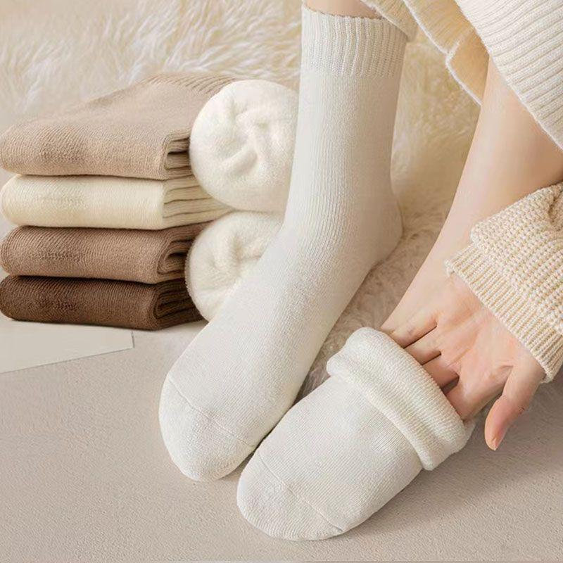 Terry Women’s Plush Thickened Mid-Tube Socks for Autumn & Winter