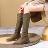 Fashion Ladies Shoes Fashion Sleeve Women Boots Winter Pointed Toe Suede Solid High Tube Chunky Heels Plus Size Boots Zapatos De Mujer
