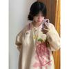 Japanese Kawaii Sweater Women Knitted Jumper Loose Casual Strawberry Contrast Knitwear Tops Cute Streetwear