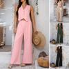 Casual Vacation Solid Color Vest Wide-leg Trousers Set