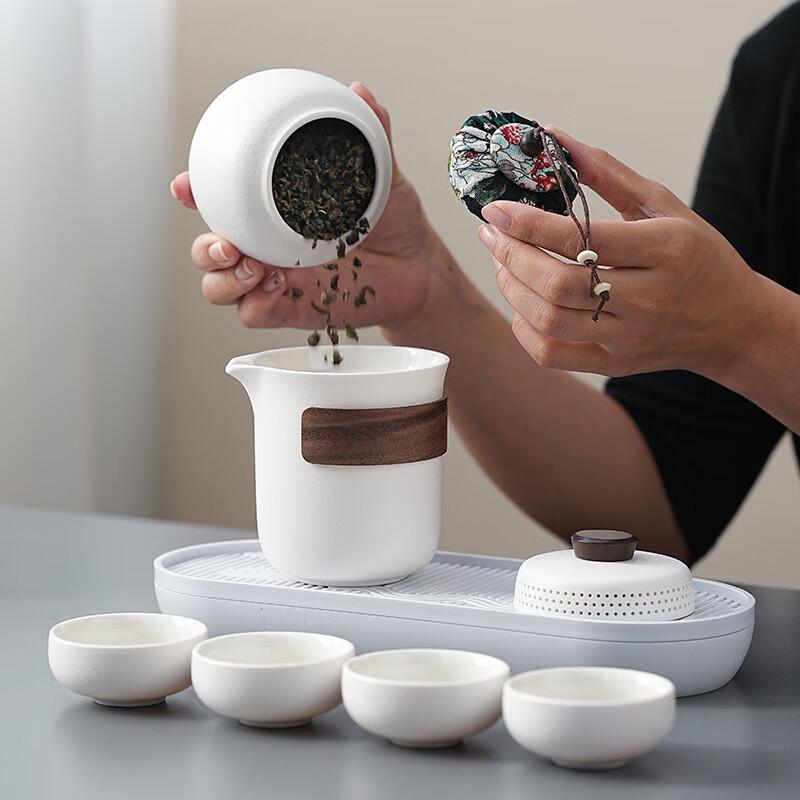 Xunyi Lingxue Coarse Pottery Travel Tea Set