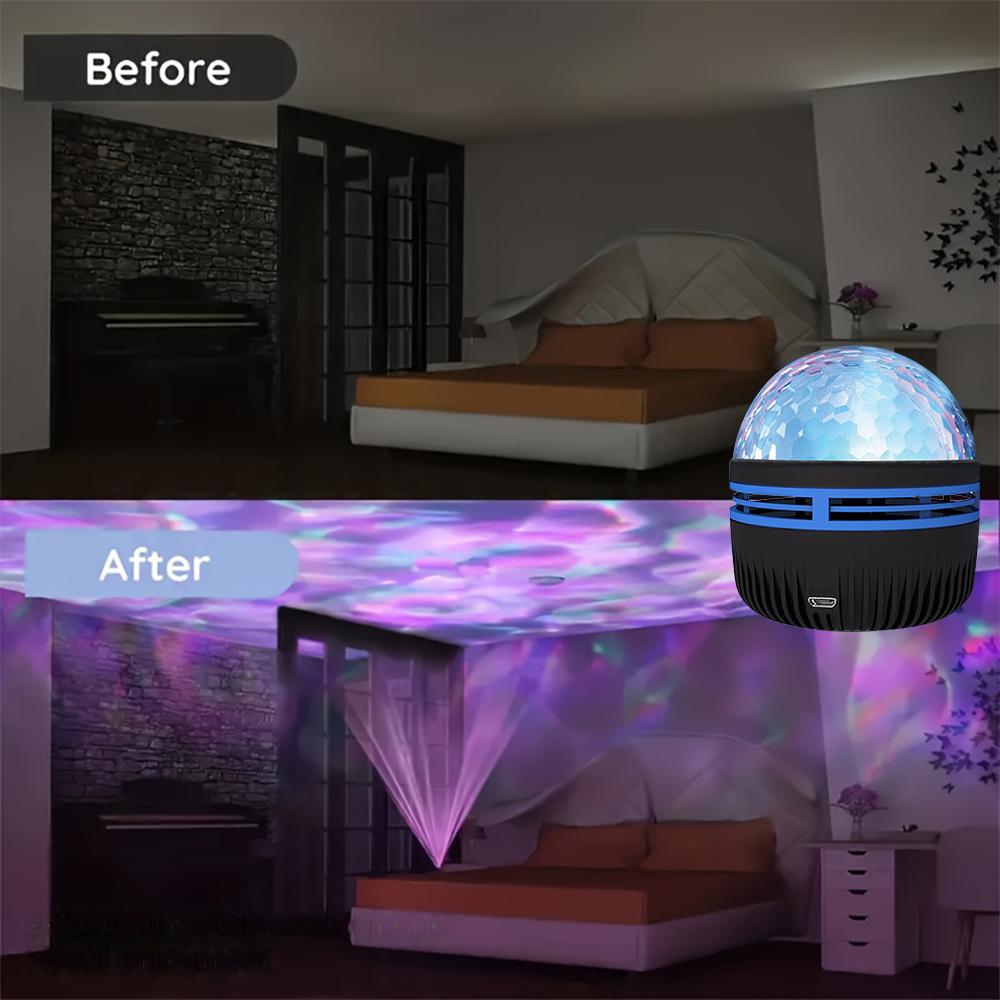 Мини-проекционная лампа звездного неба, светодиодная с 7 цветными узорами, пульт дистанционного управления, многофункциональный полярный ночник, атмосфера спальни