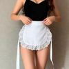 Maid Cosplay Apron White Ruffled Half Apron Kitchen Costume Girls Waist Apron for Cosplay Event Costume Party Theme Party Accessory