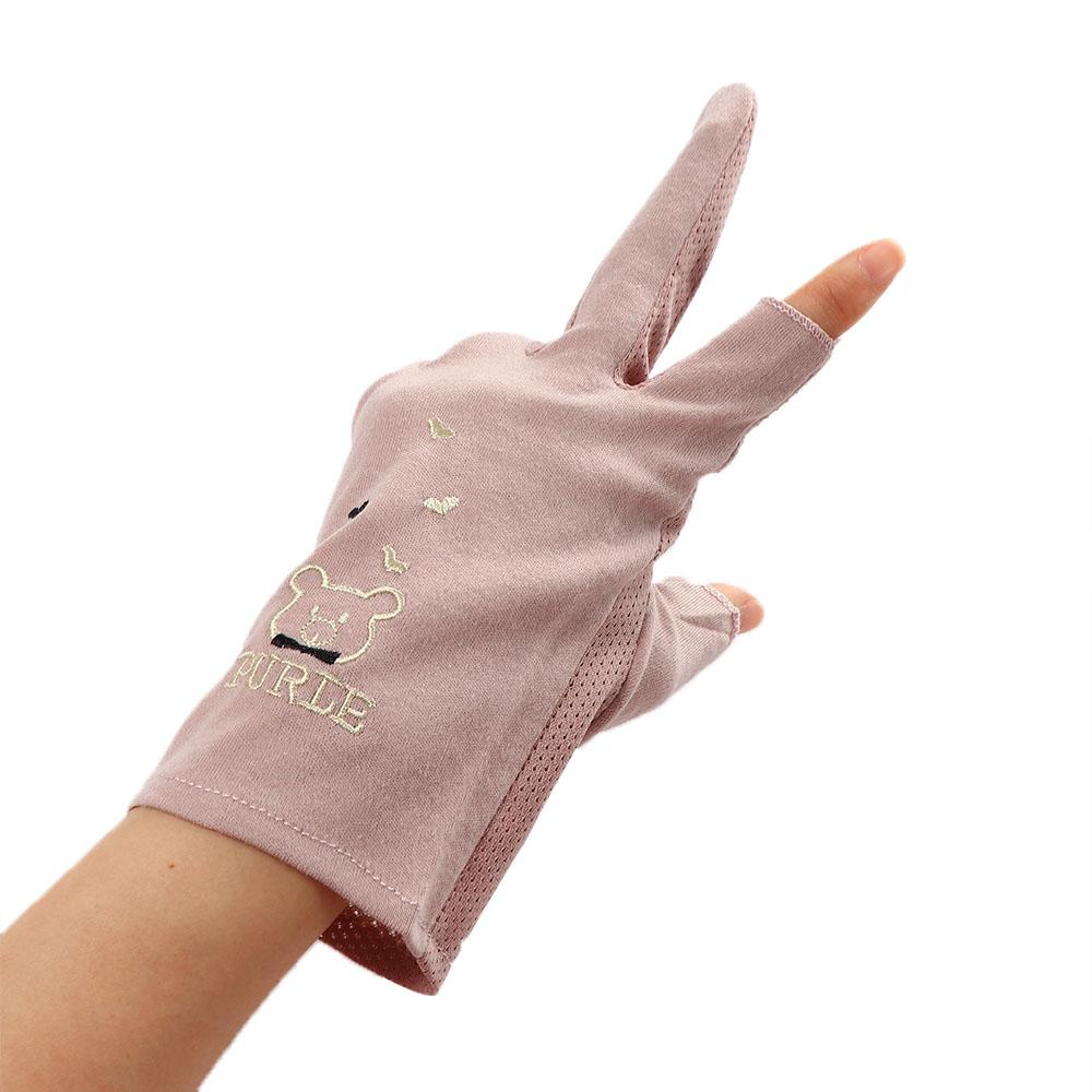 Cute Anti-UV Lady Summer Women Drive Mitten Thin Gloves Sunscreen Mittens Five Fingers Mitts