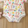 Infant Girls Easter Costume Short Sleeve Romper and Flare Pants Clothes Set